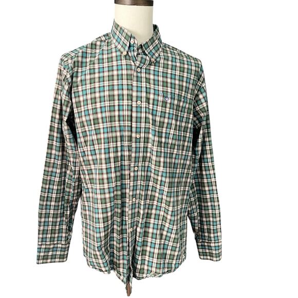 Southern Tide Men's Teal Green Plaid Classic Fit Button Down Shirt Sz L Preppy - Picture 2 of 5